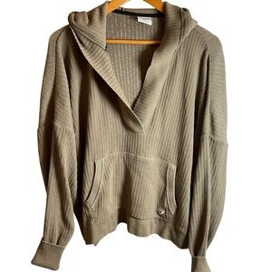 Gymshark Beige Knit  Hoodie Sweater V-Neck Oversized Pockets